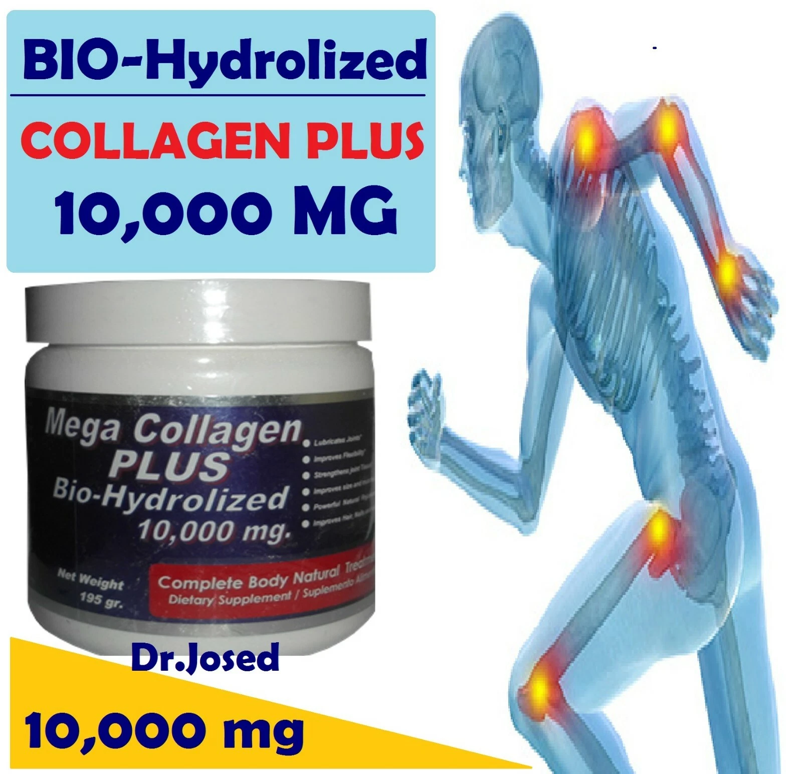 Glucosamine 10000 mg Chondroitin Powder HYDROLIZED Collagen Colageno HIDROLIZADO