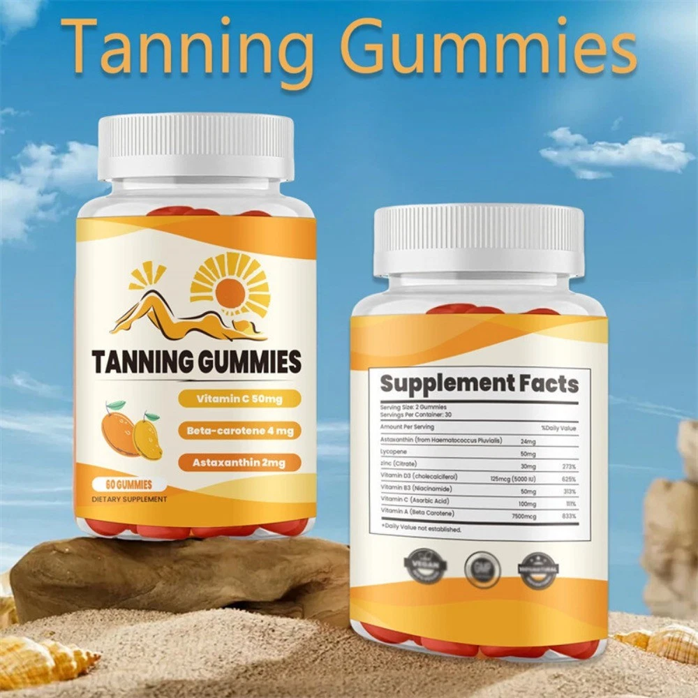 2PCS Bronze Bites Tanning Gummies Mango, 60 Gummies Super Tanning Daily Gummies