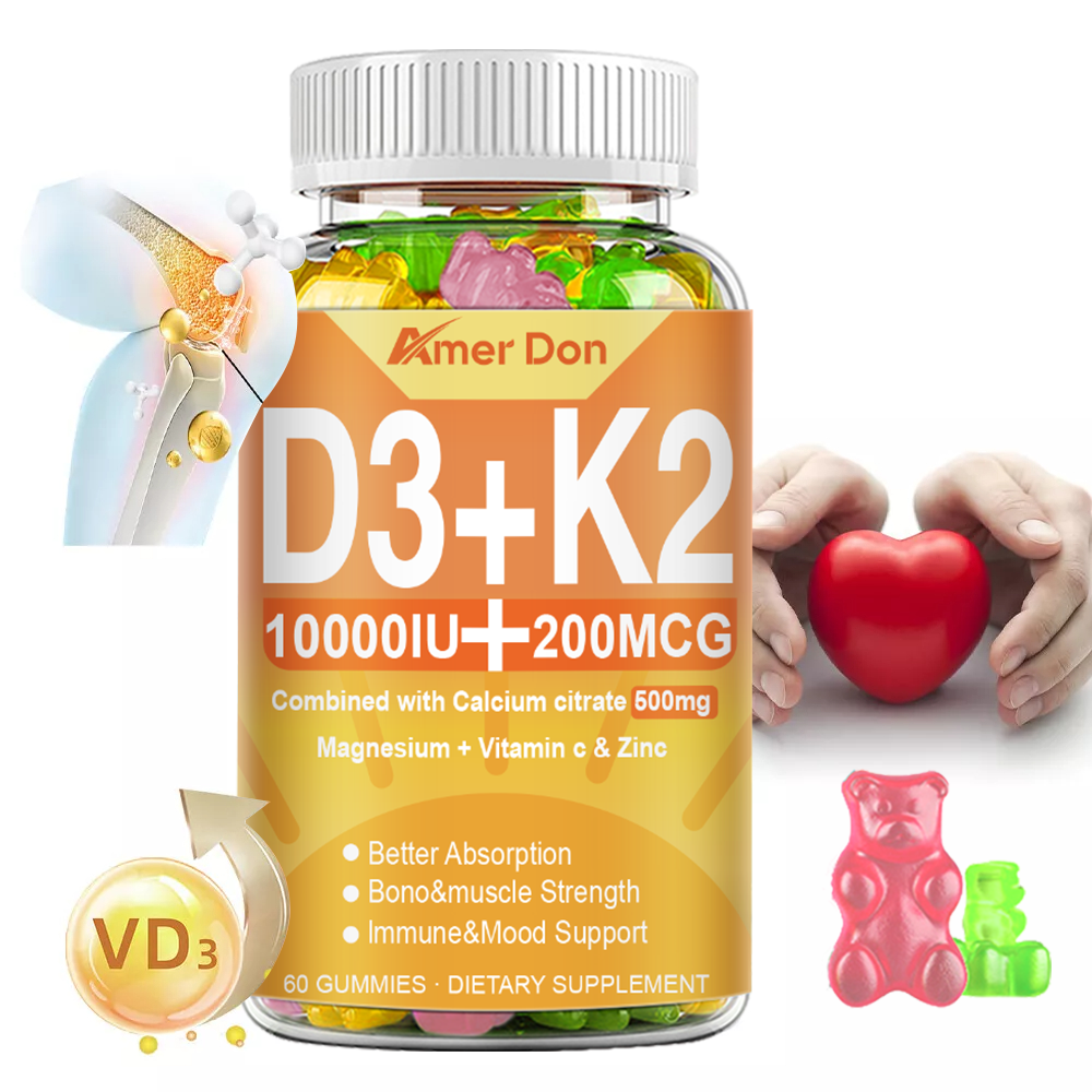Vitamin D3 with K2 D3 10000IU and K2 200mcg 60ct High Potency Vitamin D Gummy