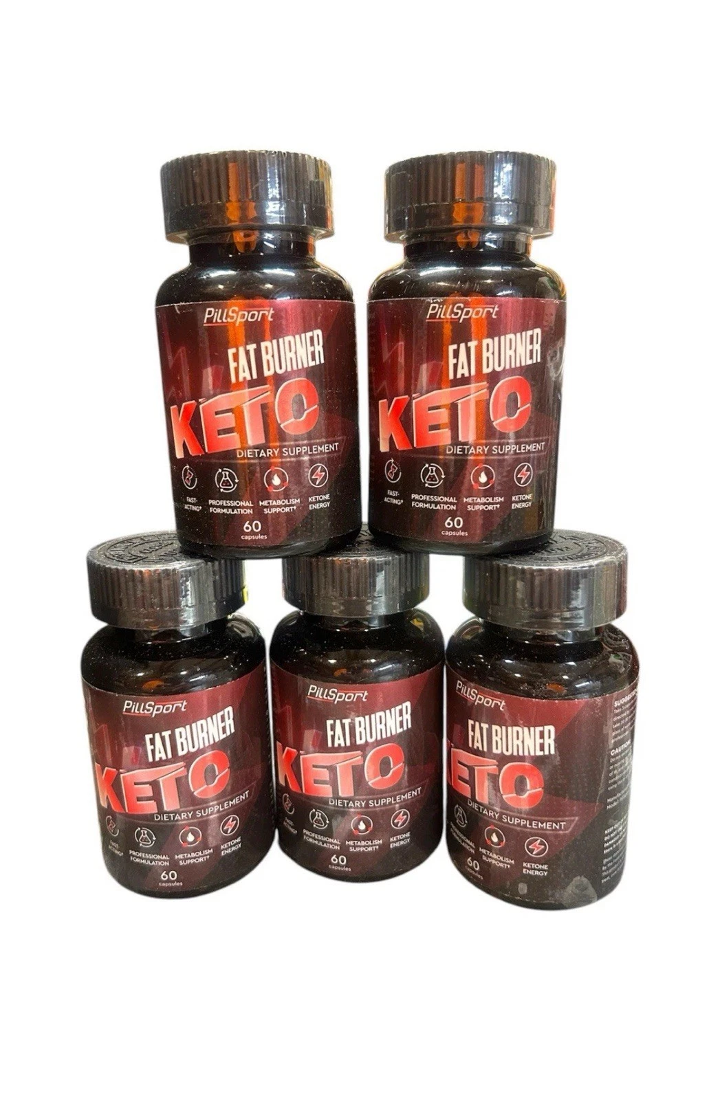 Bulk Discount 5 Bottles PillSport Fat Burner Keto 300 Total Capsules - Ex: 2/25