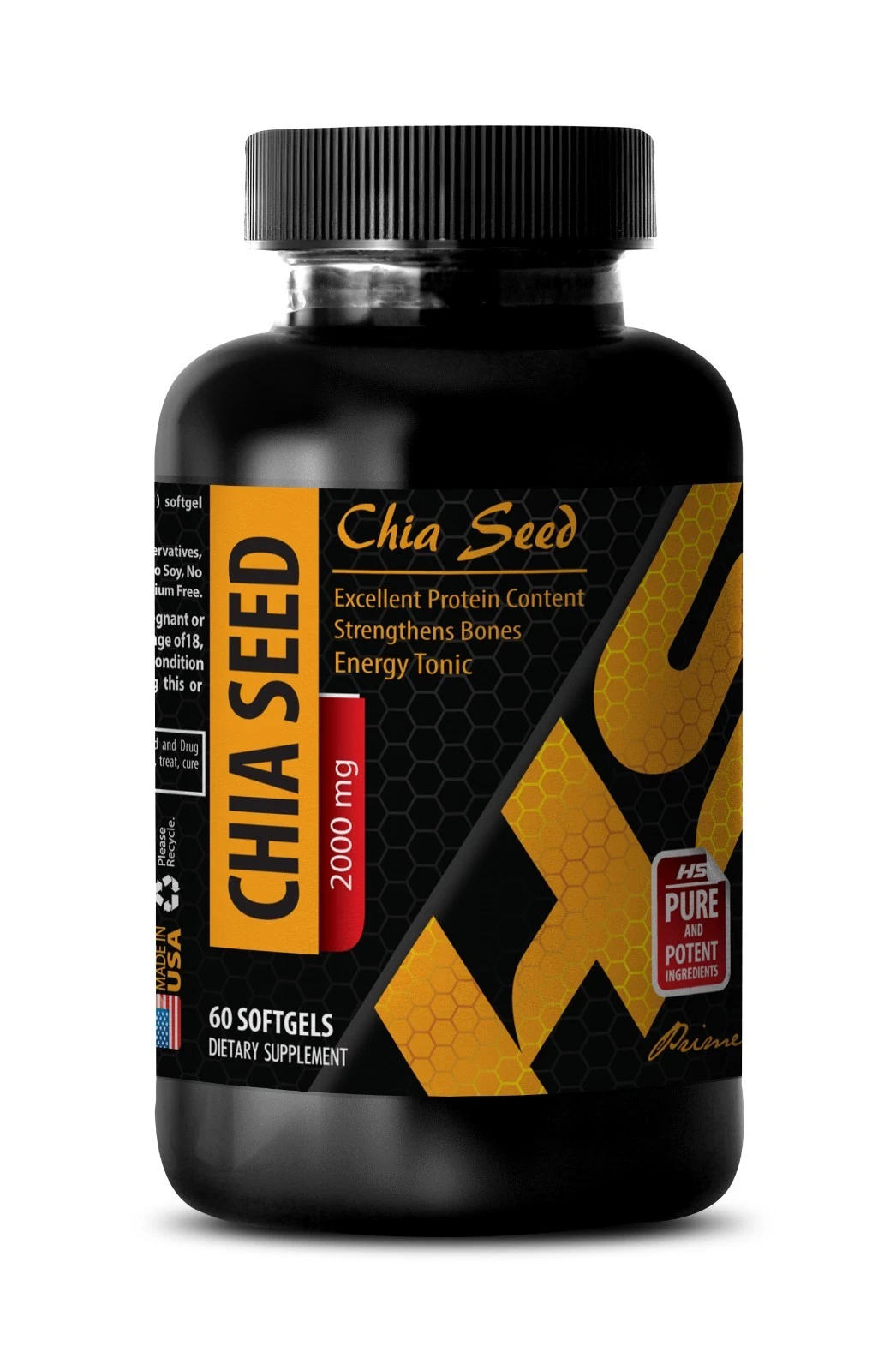 chia seeds pills - PURE CHIA SEED OIL 2000mg - weight loss pills - 1 Bottle