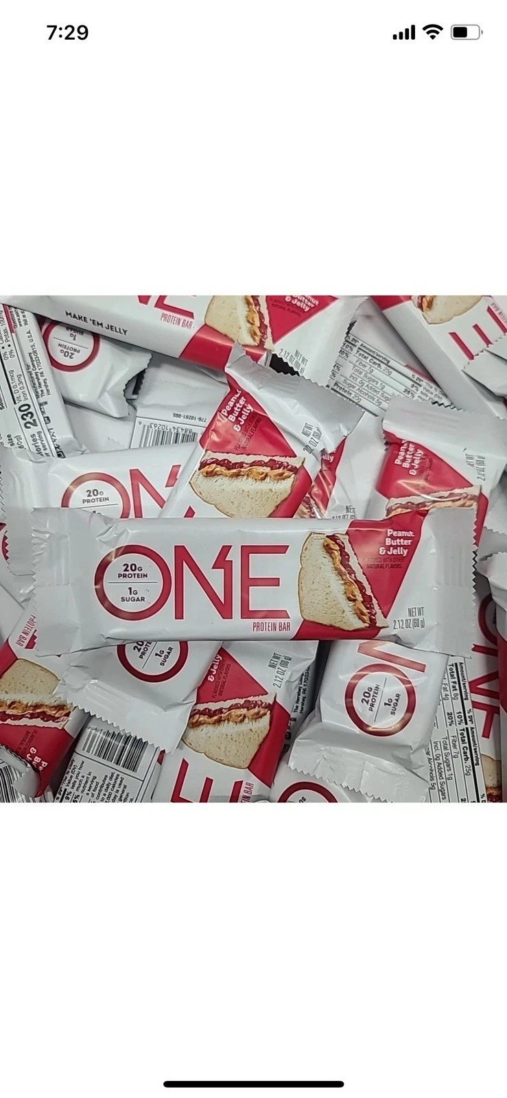 100 Ct One Bar Protein Bar - Peanut Butter and Jelly - 20g Protein Free Shipping