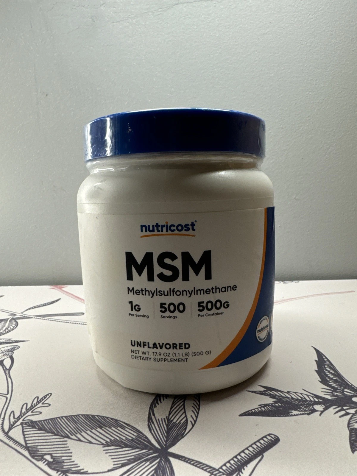 Nutricost Pure MSM Powder 500 Grams (Methylsulfonylmethane) - Gluten 4/2028