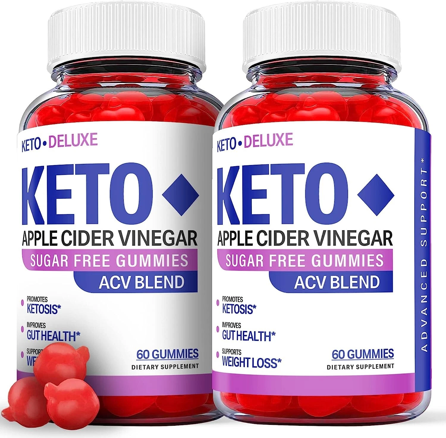 2 Pack - Deluxe Keto ACV Gummies - Vegan, Weight Loss Supplement - 120 Gummies