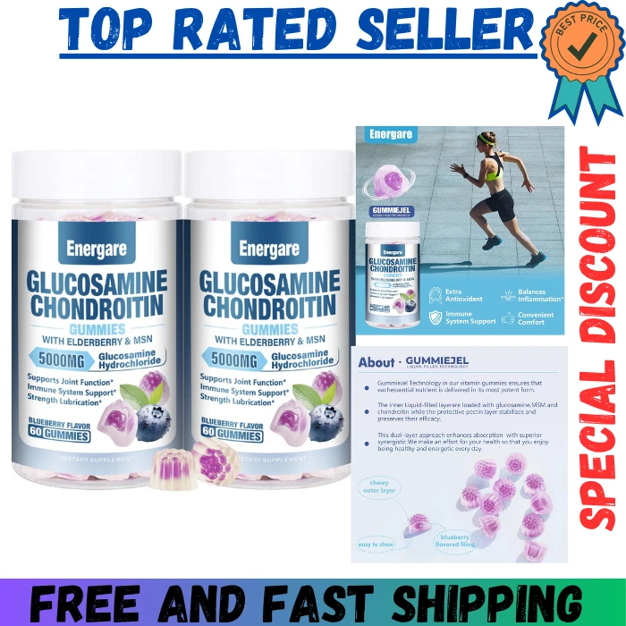 Glucosamine Chondroitin with MSM Gummies & Elderberry, Extra Strength Joint Supp