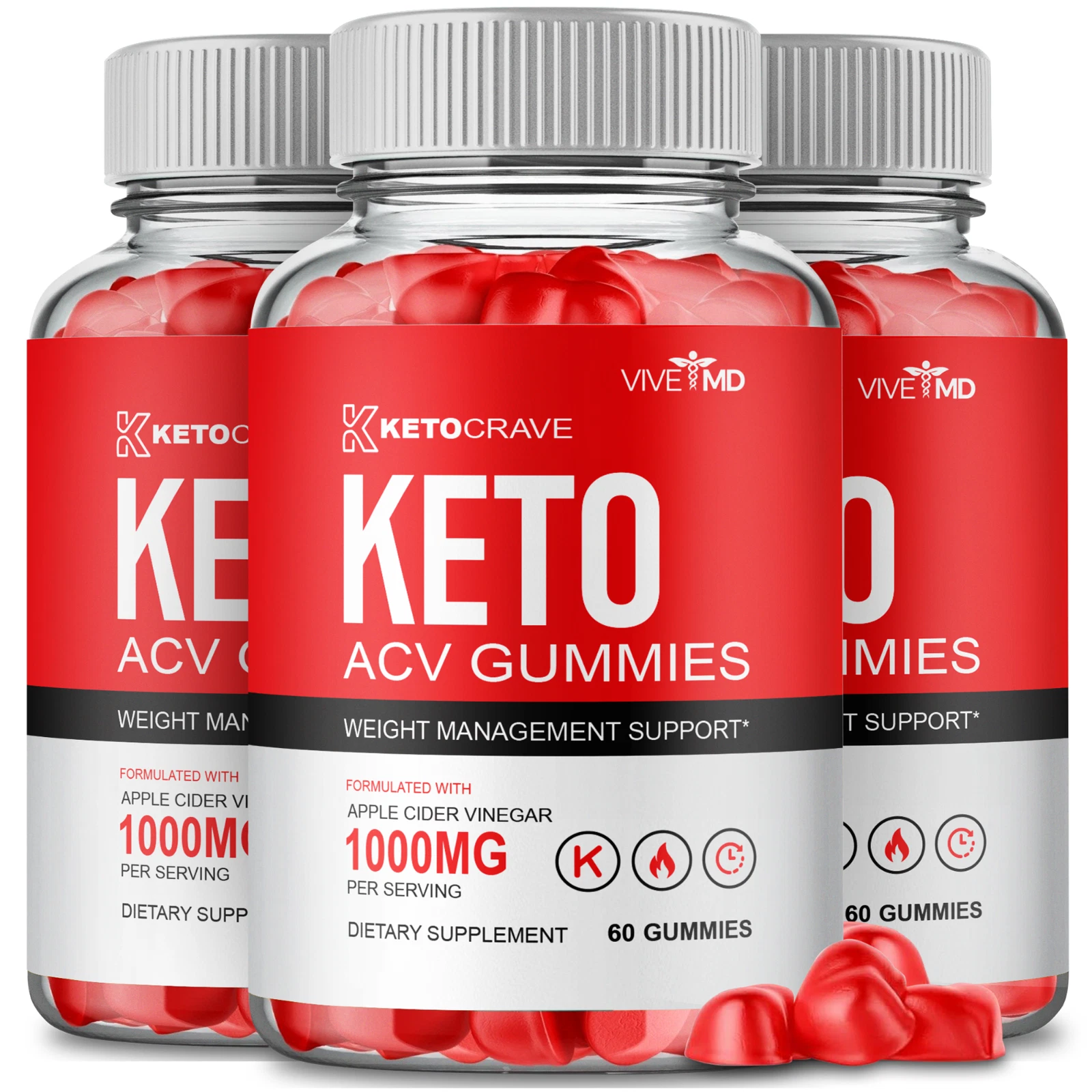 (3 Pack) Keto Crave, Ketocrave ACV Gummies Weight Loss Fat Burning (180 Gummies)