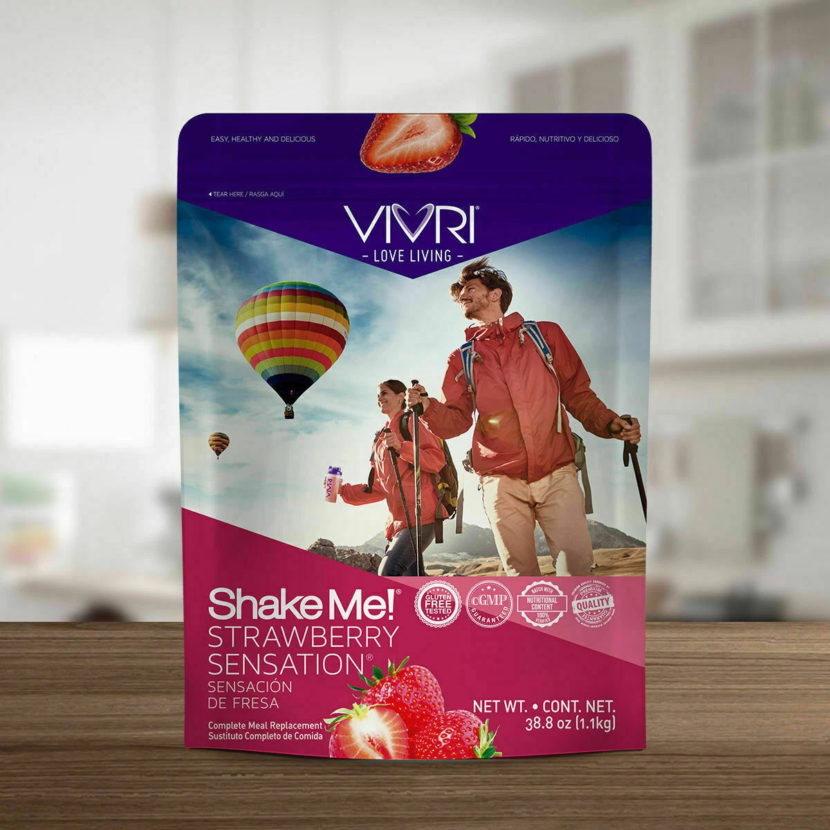 NEW Vivri Shake Me Strawberry Sensation 38.8 oZ