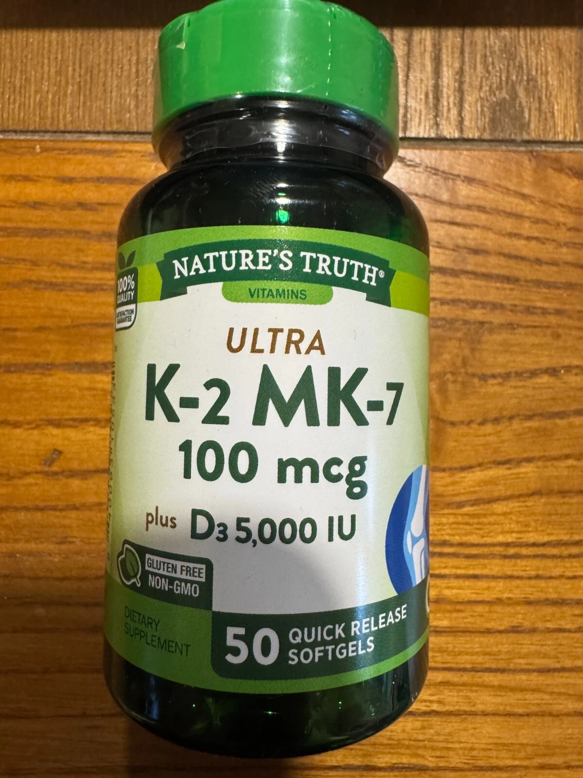 NATURES TRUTH ULTRA K-2 MK-7 100mcg D3 5000 IU 50 QUICK RELEASE SOFTGELS EXP7/26