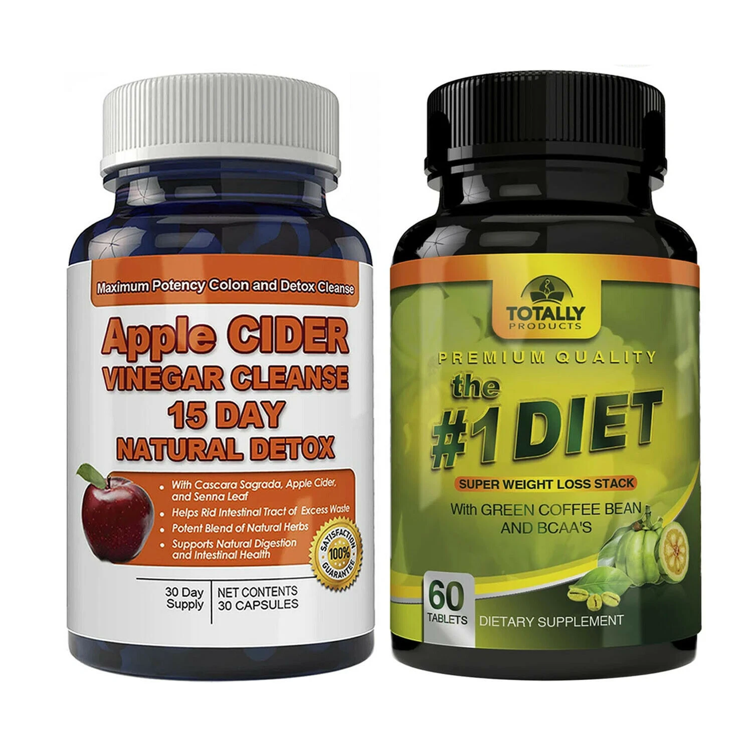 15 Day Apple Cider Vinegar Detox & Green Coffee Bean Weight Loss Capsules Combo