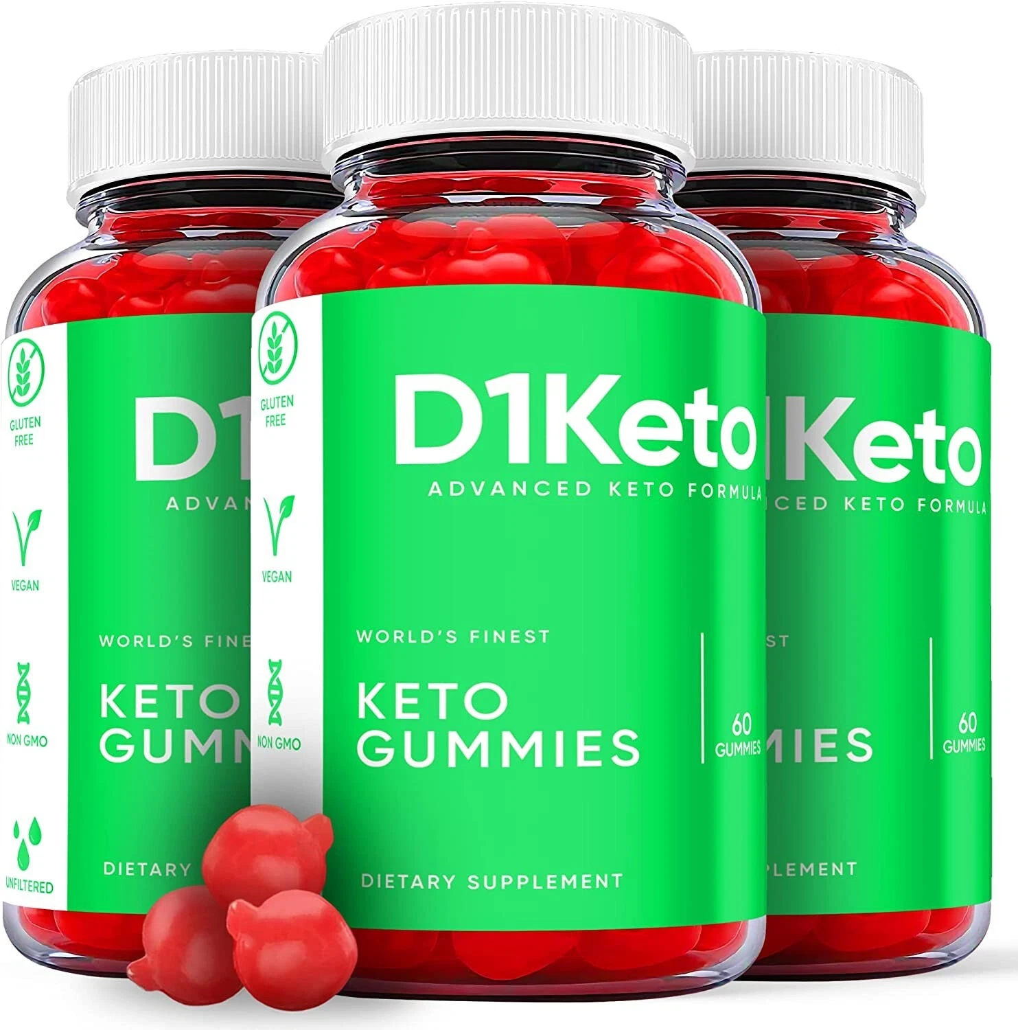 (3 Pack) D1 Keto Gummies - D1 Keto ACV Gummies Weight Loss, Vegan - 180 Gummies