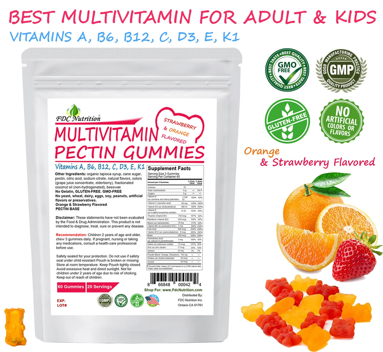 Best Multivitamin Gummy For Adult and Kids - 60 Count By FDC Nutrition