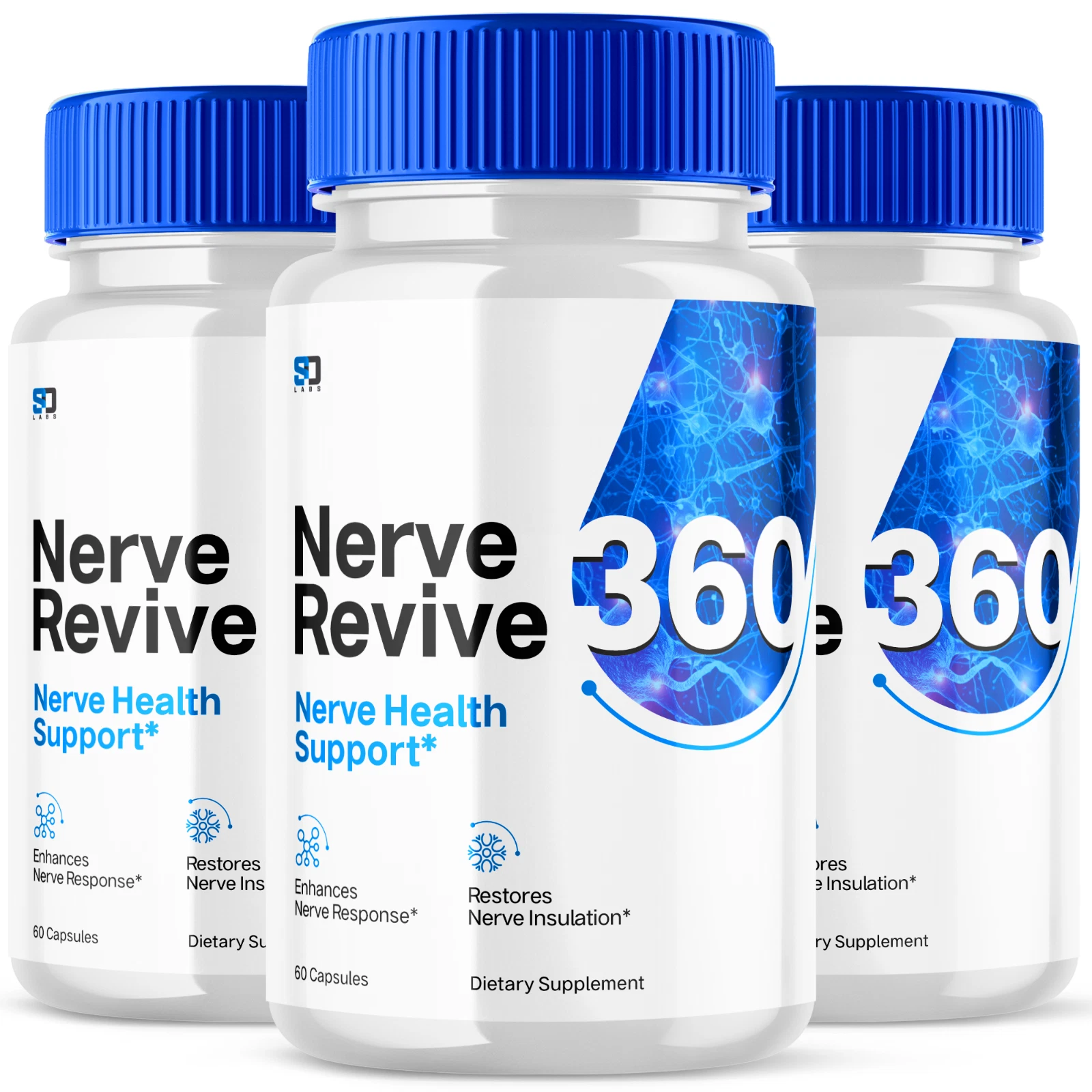 (3 Pack) Nerve Revive 360 - Nerve Health & Cognitive Support Supplement 180ct
