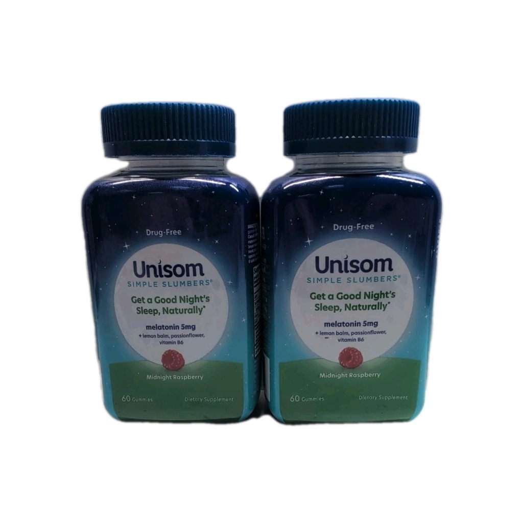 (2) Unisom Simple Slumbers Gummies Melatonin 5 mg 60 Ct Midnight Raspberry 2/26