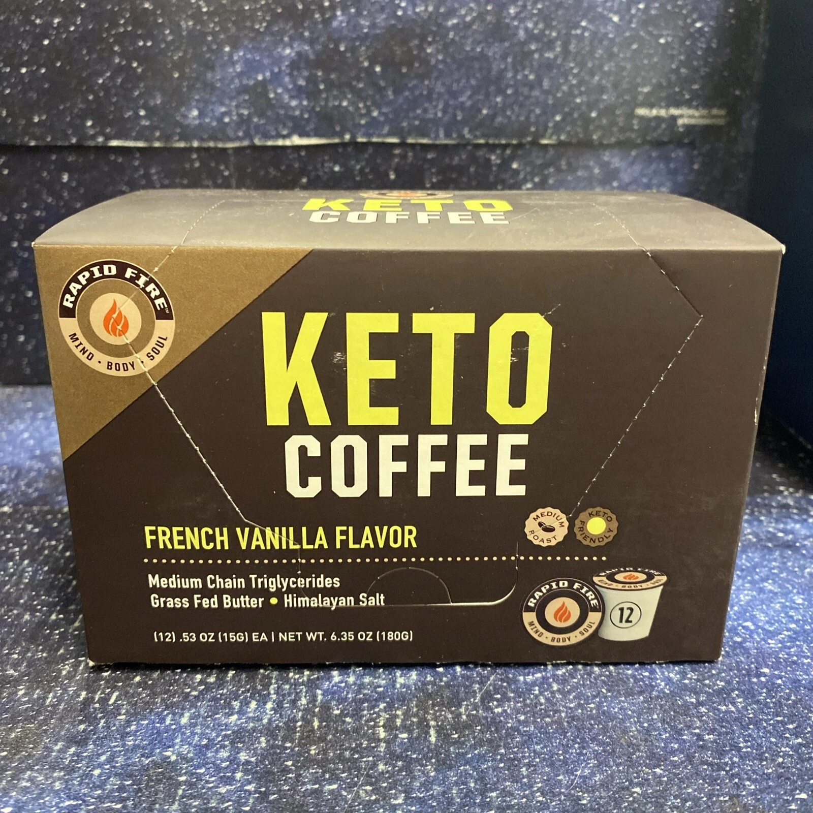 Rapid Fire Keto Coffee - French Vanilla Flavor 12 Ct 0.53 Oz Each