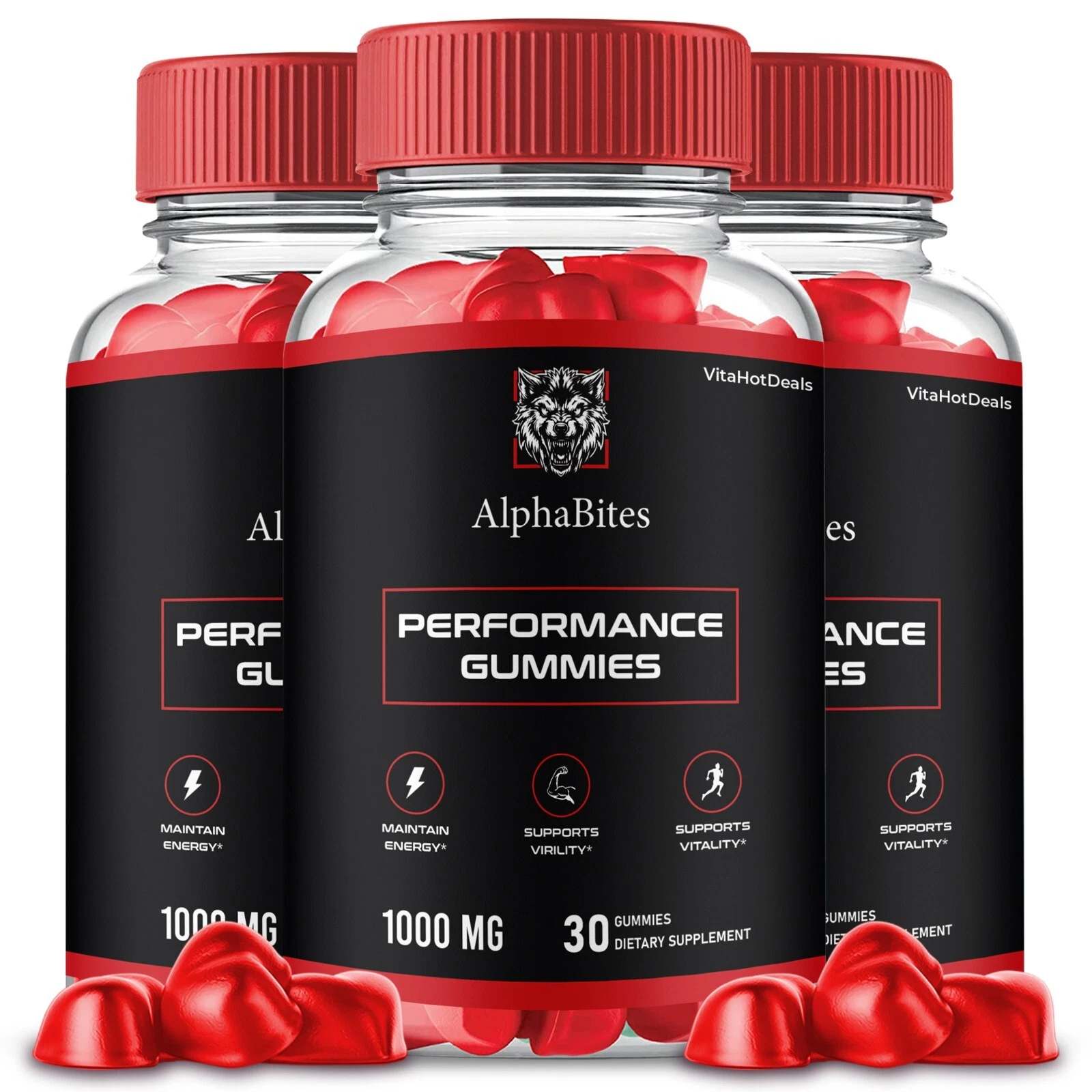 AlphaBites Gummies for Men, Maximum Strength Formula Supplement for Men (3 Pack)
