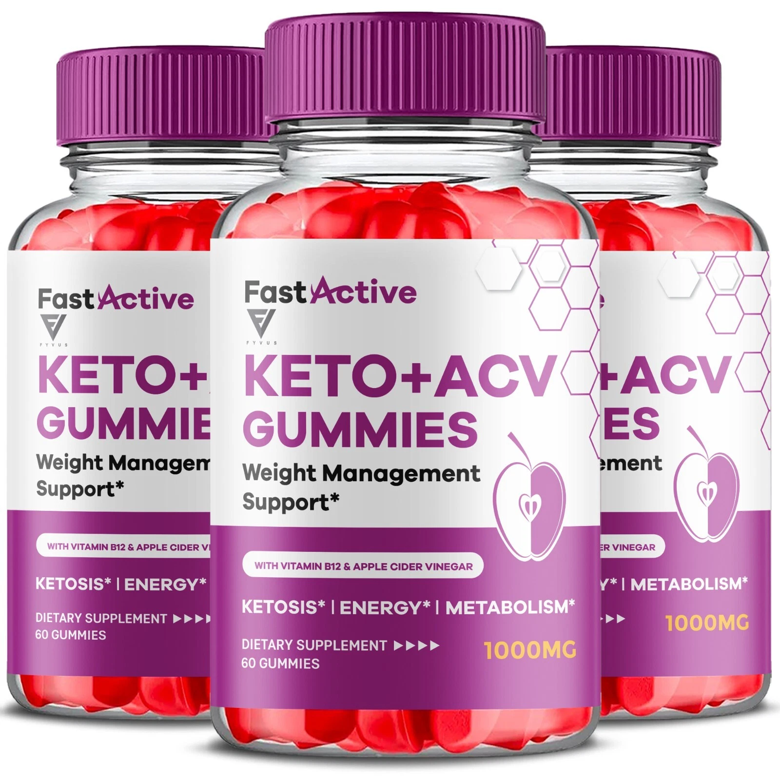 (3 Pack) Fast Active Keto ACV Gummies FastActive Gummy, Fast Activ (180 Gummies)