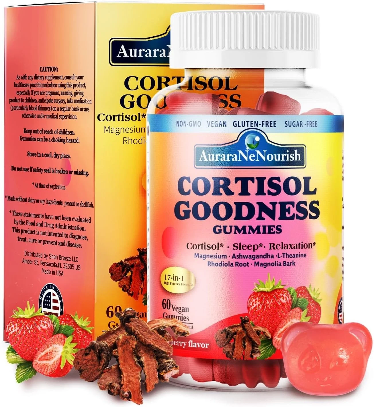 Sugar-Free Cortisol Gummies– Stress Relief with Ashwagandha,Magnesium&L-Theanine