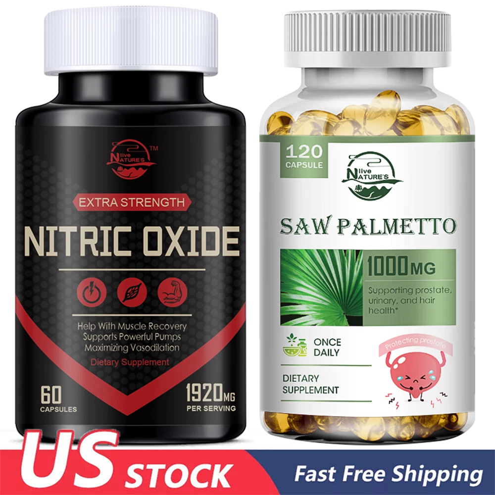 Nitric Oxide Booster - L-Arginine, L-Citrulline 1920mg + Saw Palmetto 1000mg Set