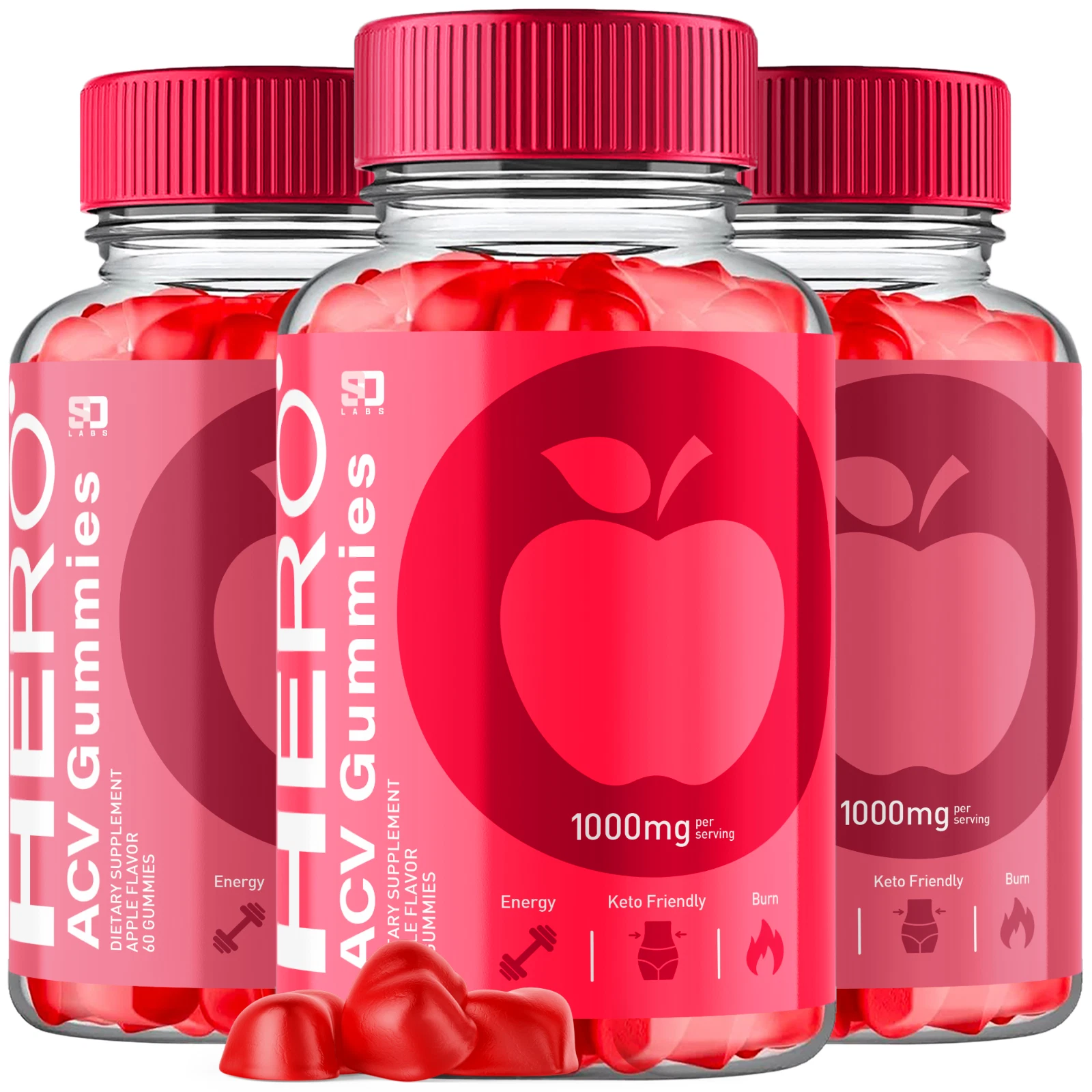 (3 Pack) Hero ACV Gummies, Hero Keto ACV Ketosis Support Gummies (180 Gummies)