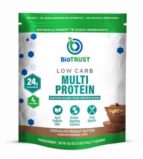 BioTRUST Low Carb Pasture-Raised 4-Protein Blend 19.2oz Chocolate Peanut Butter