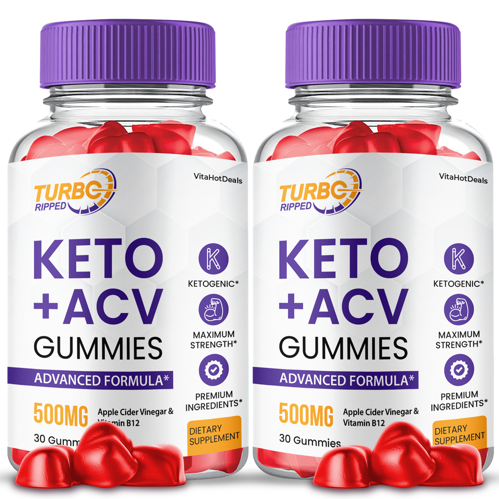 Turbo Ripped Keto ACV Gummies, Max Strength Formula for Men and Women (2 Pack)