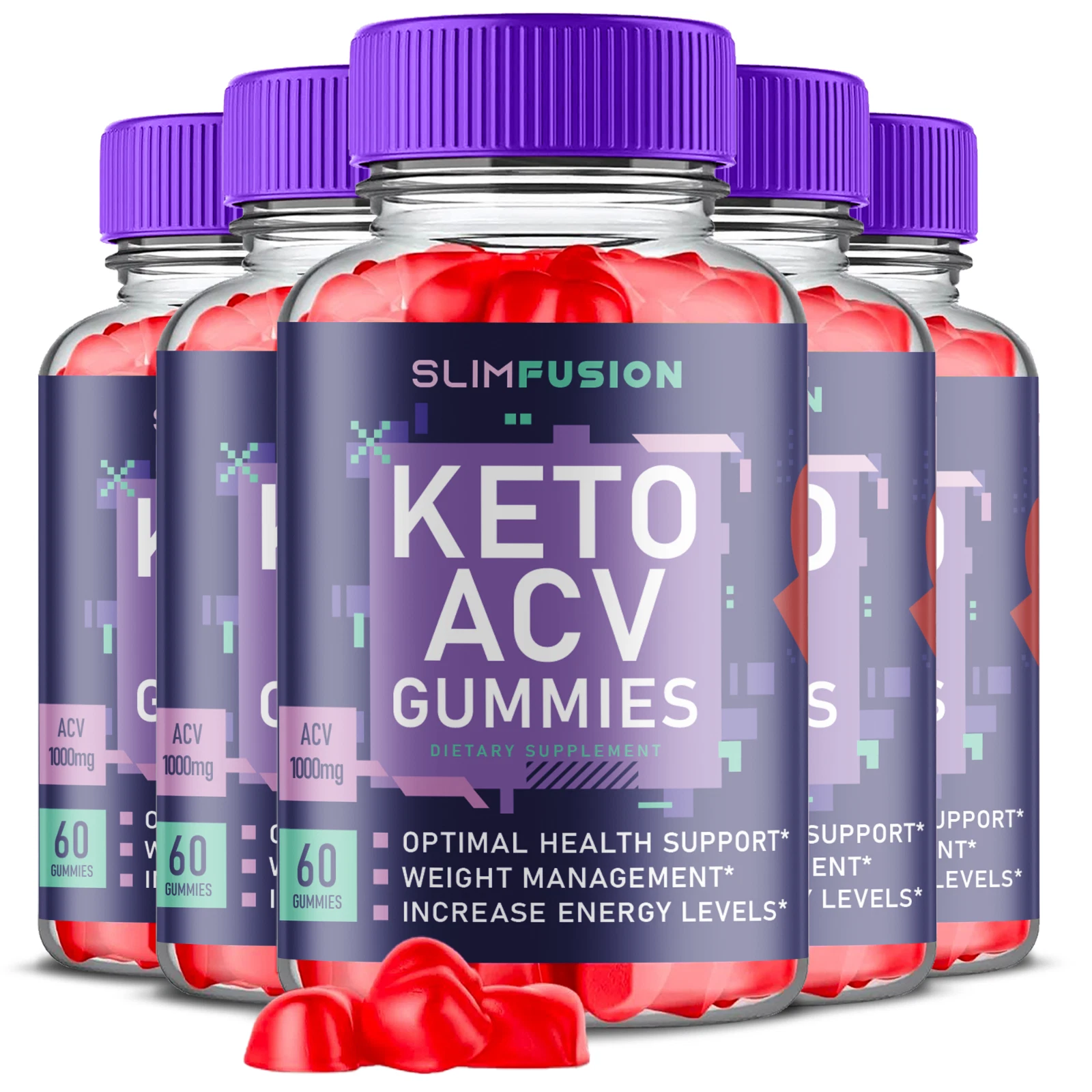 (5 Pack) Slim Fusion Keto ACV Gummies for Advanced Weight Loss (300 Gummies)