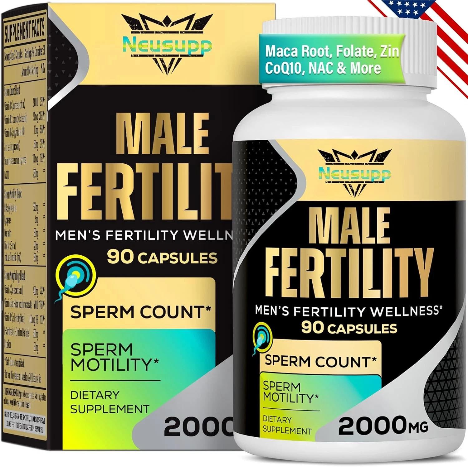 Fertility Supplements for Men - Optimal Sperm Count, Motility&Strength-Maca Root