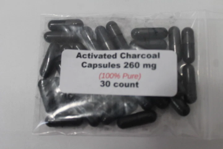 Activated Charcoal Capsules 260mg - 100% Pure - 30 count