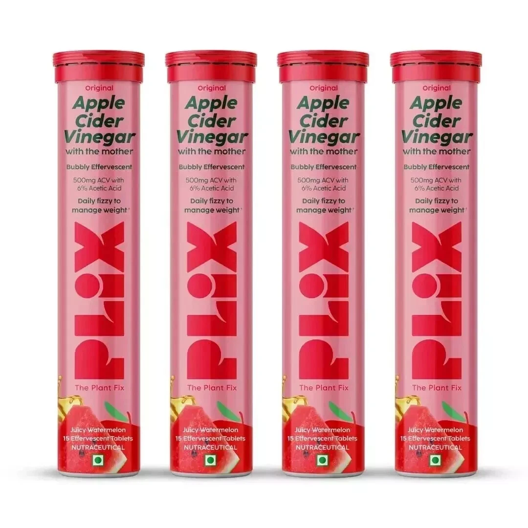PLIX Apple Cider Vinegar Tablet weight loss (WaterMelon) Pack of 4 - 60 count