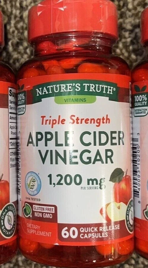 Nature's Truth Apple Cider Vinegar 60 Capsules 1200mg Quick Release EXP 7/26