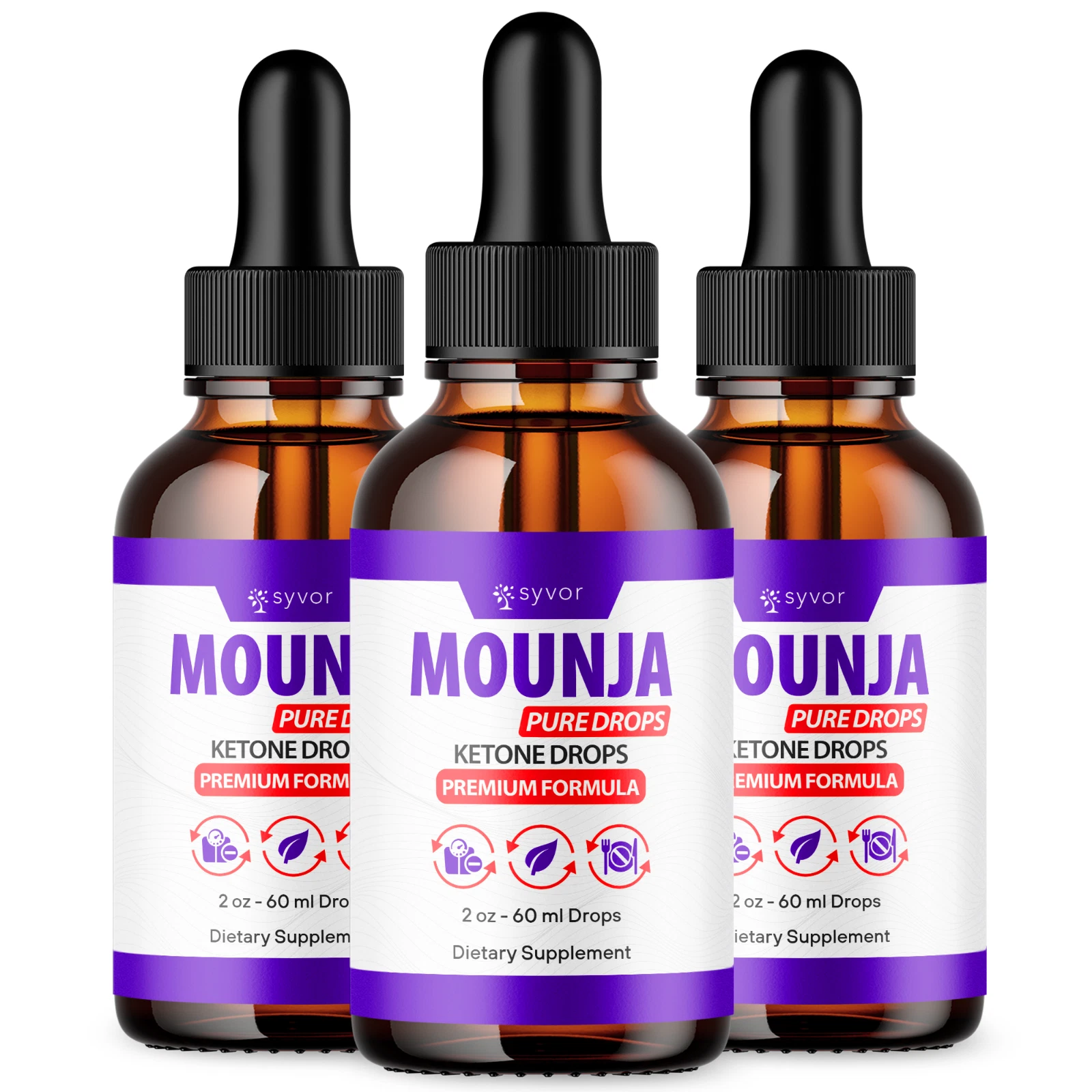 Mounja Pure Drops Max Strength Keto Formula Weight Management Supplement 3 Pack