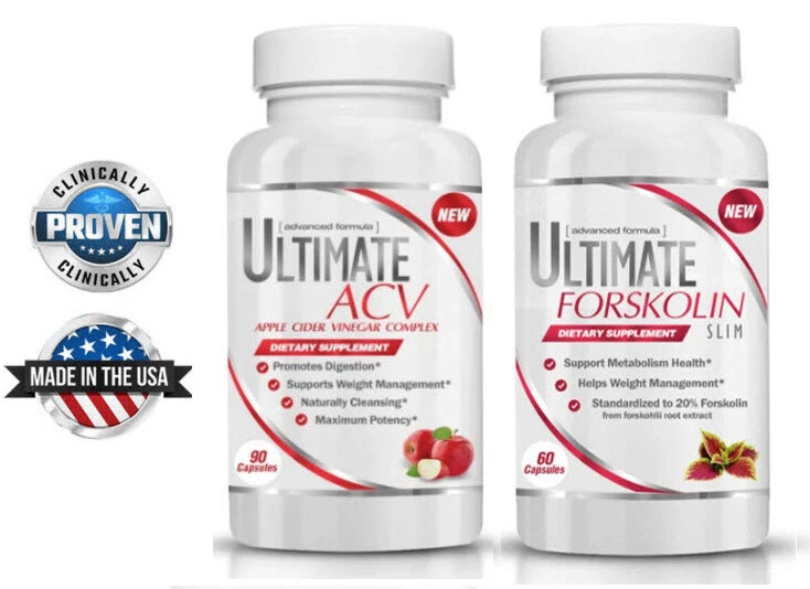 Ultimate Apple Cider Vinegar & Ultimate Forskolin Slim /Natural/Detox/Weightloss