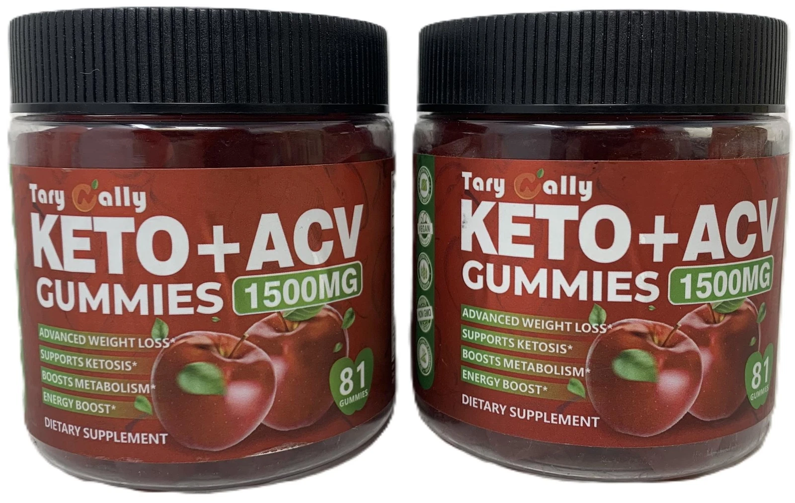 Keto+ ACV 1500MG Dietary Supplement - 81 Gummies (2 Pack/162 Gummies), EXP 03/26