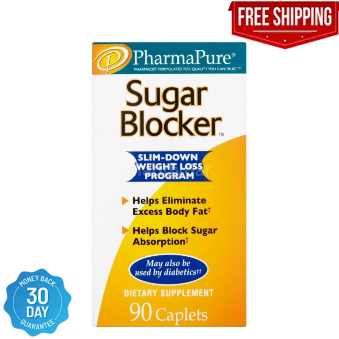 PharmaPure Sugar Blocker Weight Loss Supplement, 90 Count, Diet Program, Health