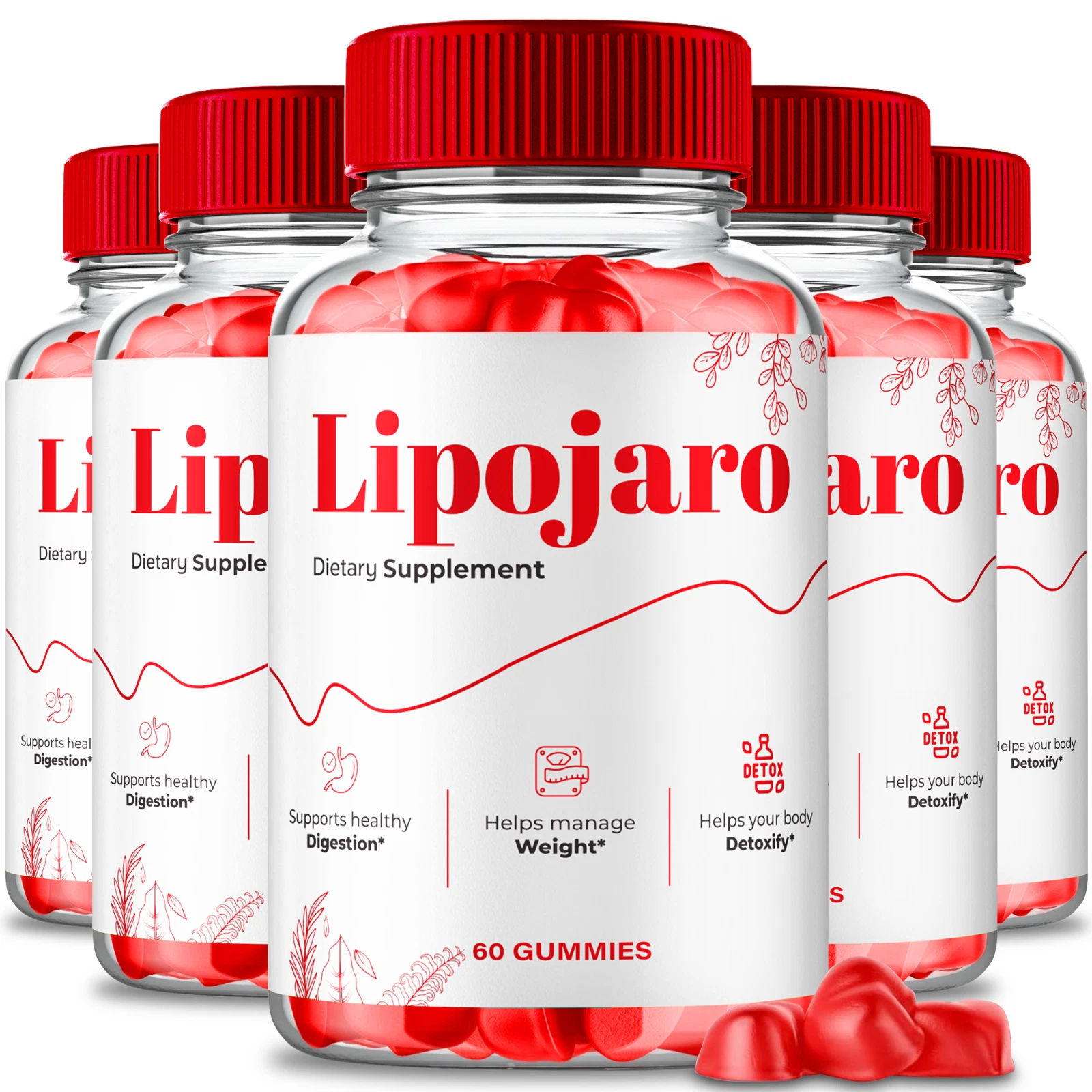 (5 Pack) LipoJaro Keto ACV Gummies, Lipo Jaro Keto Advanced Weight Loss Gummy