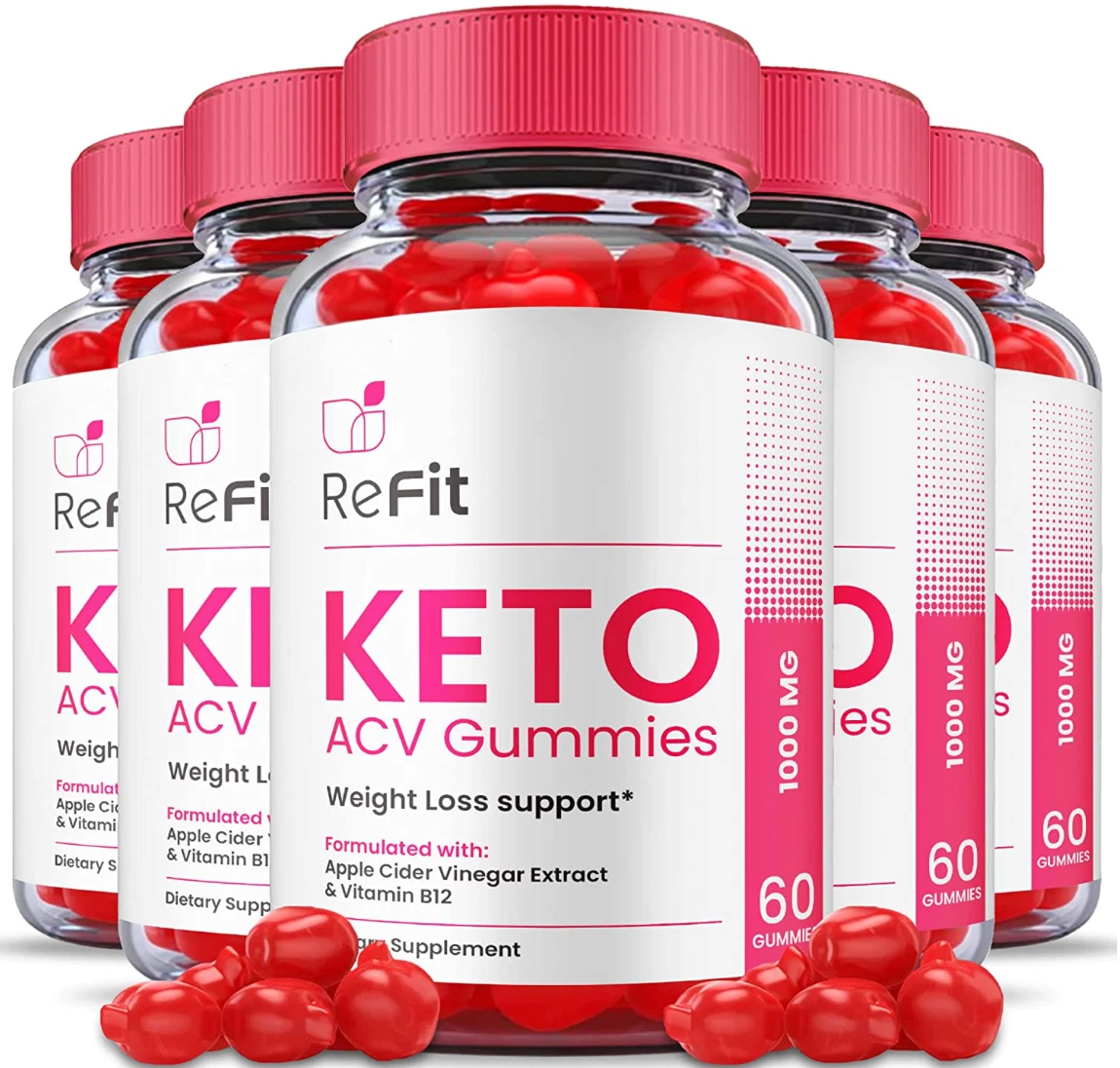 (5 BOTTLES) Official* Refit Keto ACV Gummies: Weight Loss Supplement