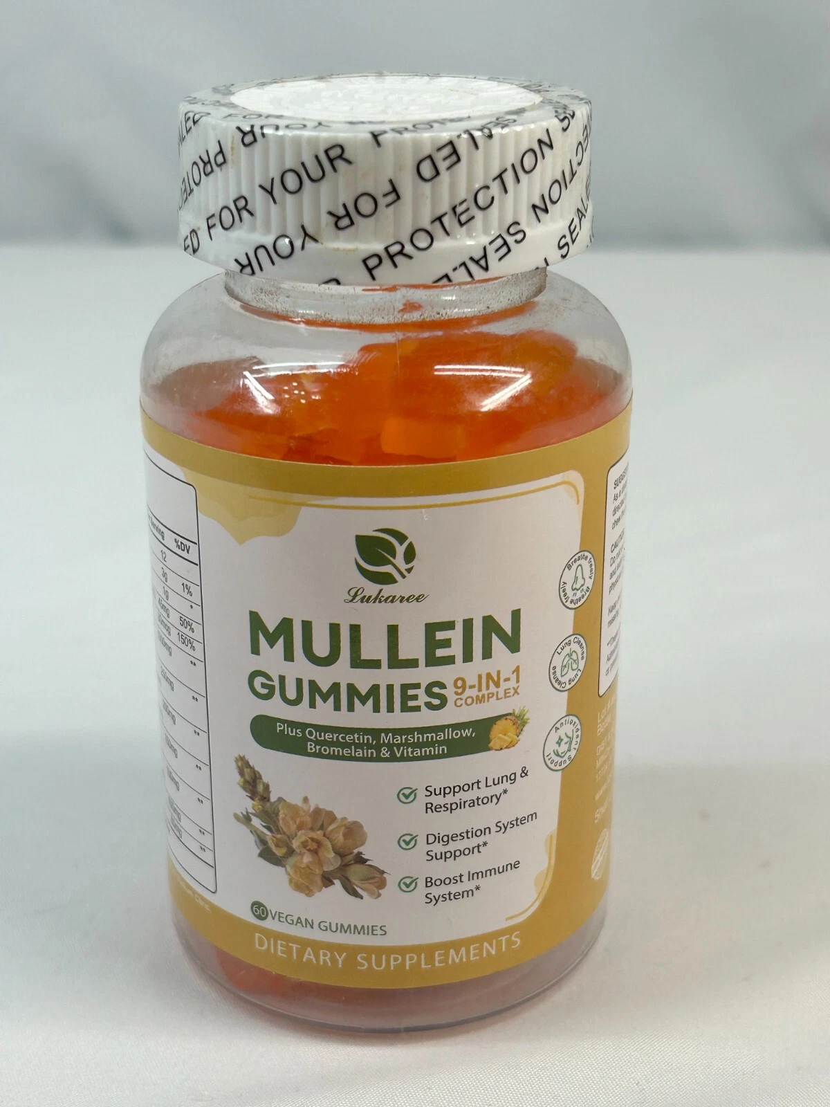 MULLEIN GUMMIES 9-IN-1 COMPLEX PINNEAPLE 60 GUMMIES LUKAREE EXP 11/26
