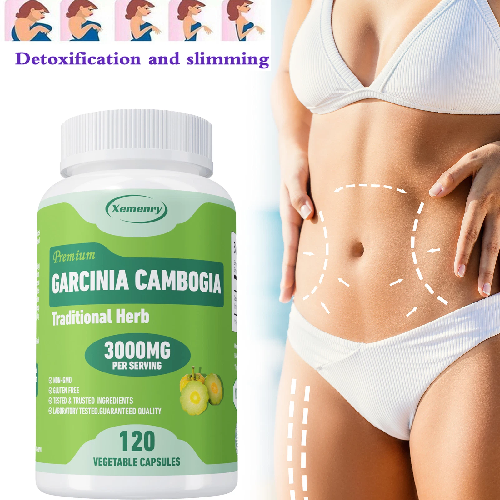 Garcinia Cambogia 3000mg - Nature Weight Loss, Suppress Appetite, Fat Burning