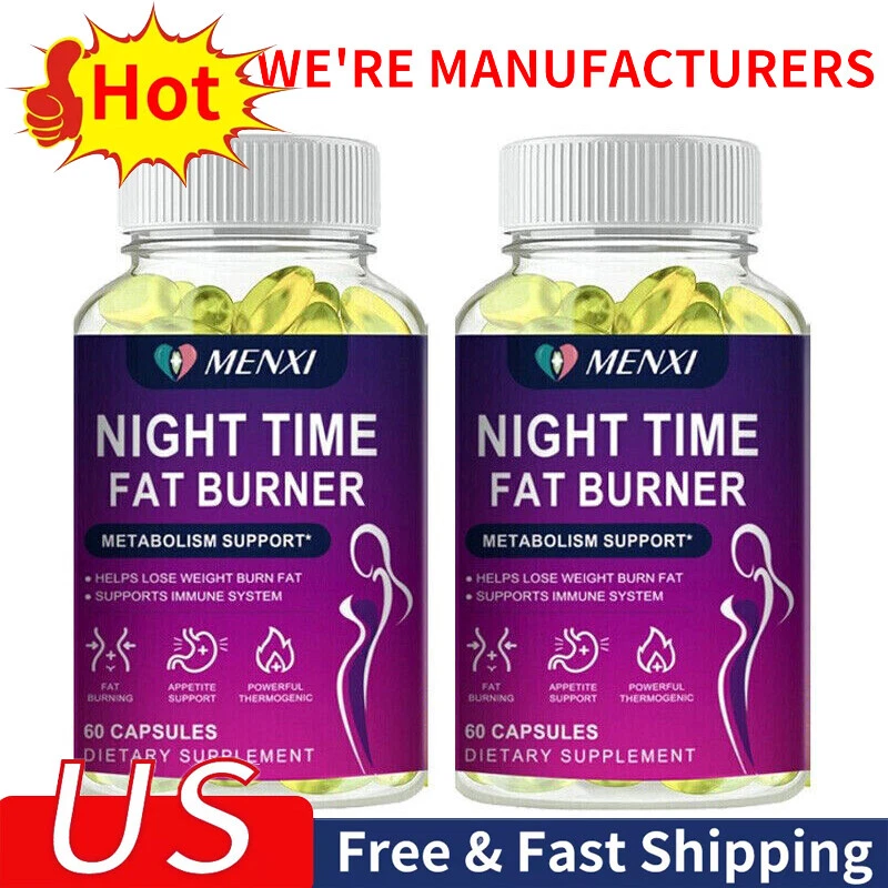 Night Fat Burner Capsules - Sleep Metabolism Booster - Appetite Suppressant 2×60