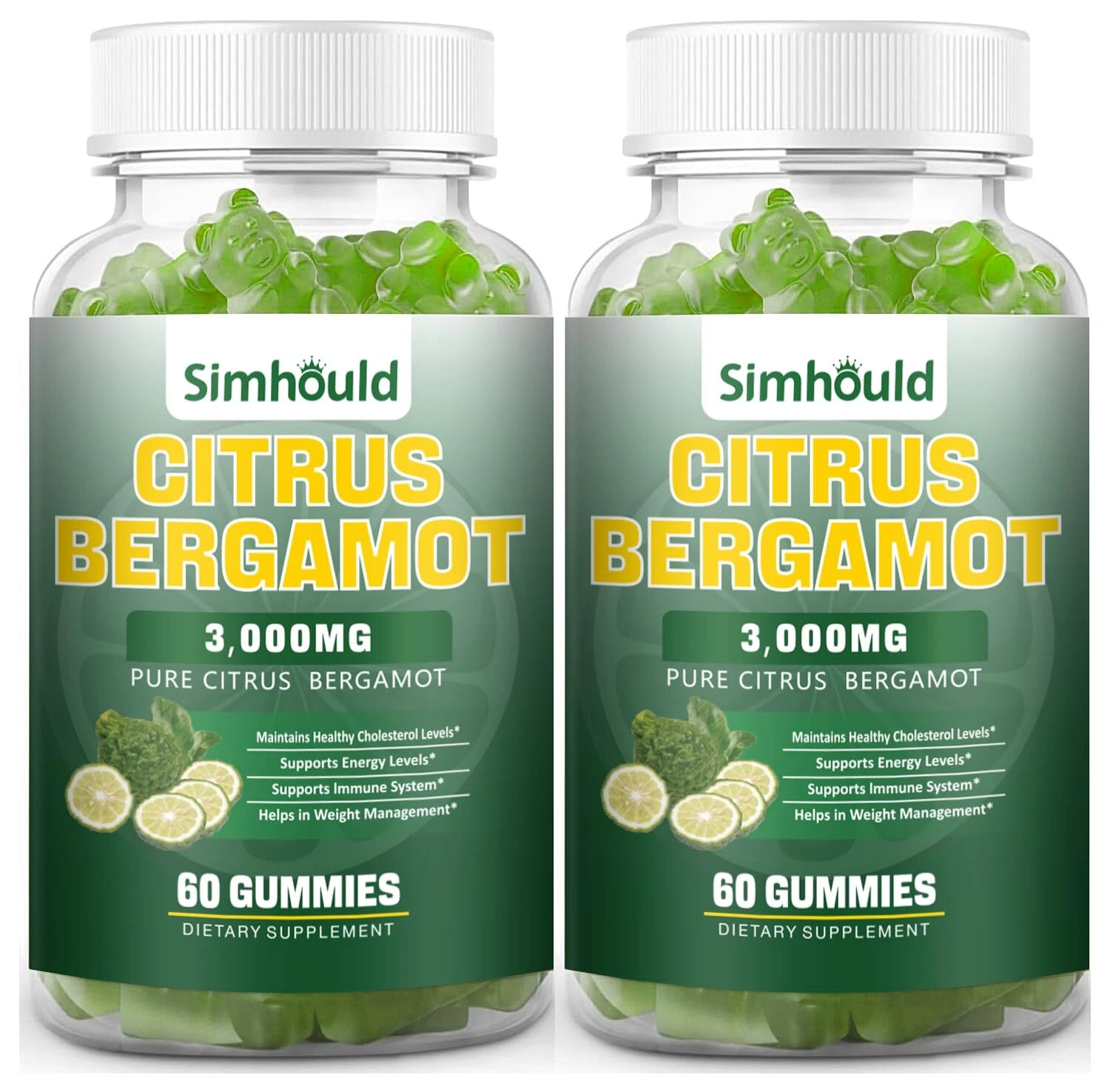 2 Pack Citrus Bergamot Gummies -3000MG Citrus Bergamot Extract Cholesterol Lo...