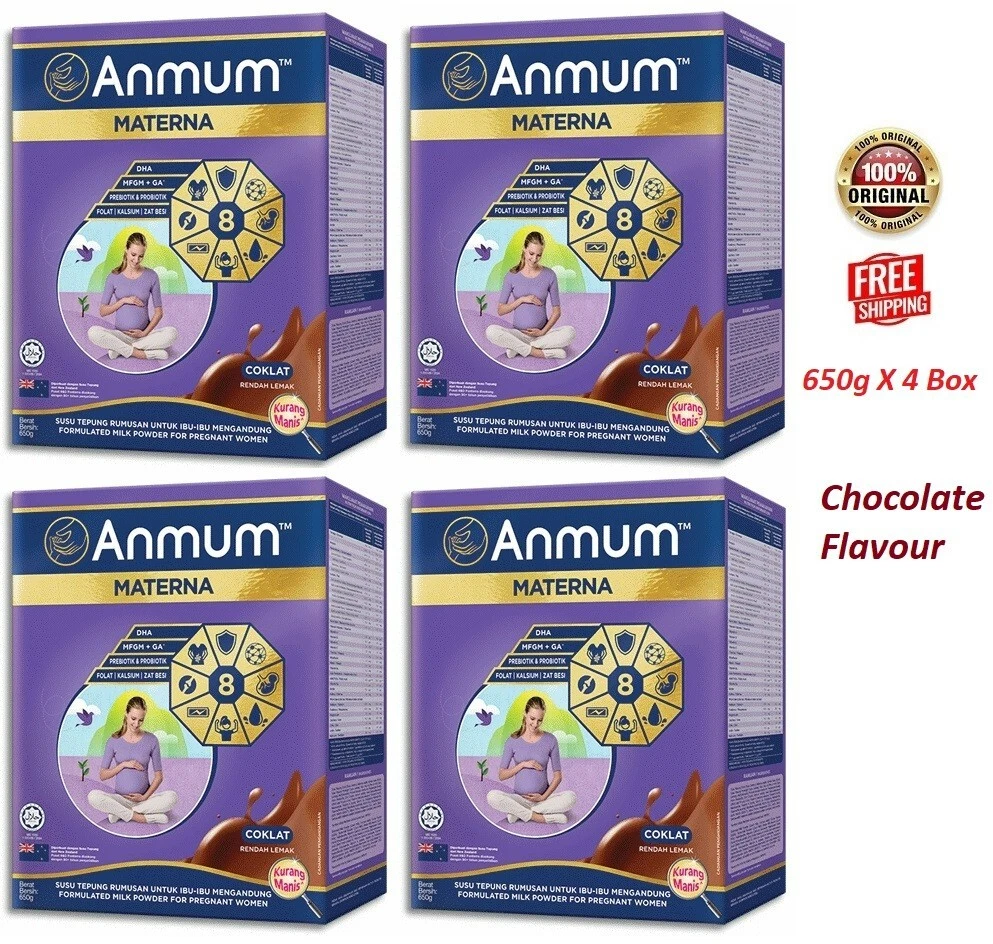 4X Anmum Materna Milk 650g For Pregnant Woman Chocolate Flavour - FREE SHIPPING