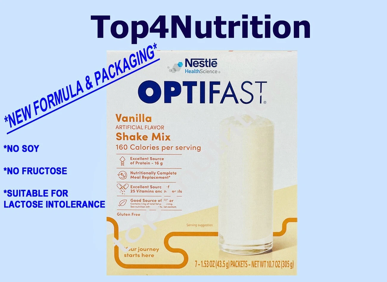 NEW FORMULA OPTIFAST POWDER SHAKE | VANILLA | 10 CARTONS | 70 SERVINGS