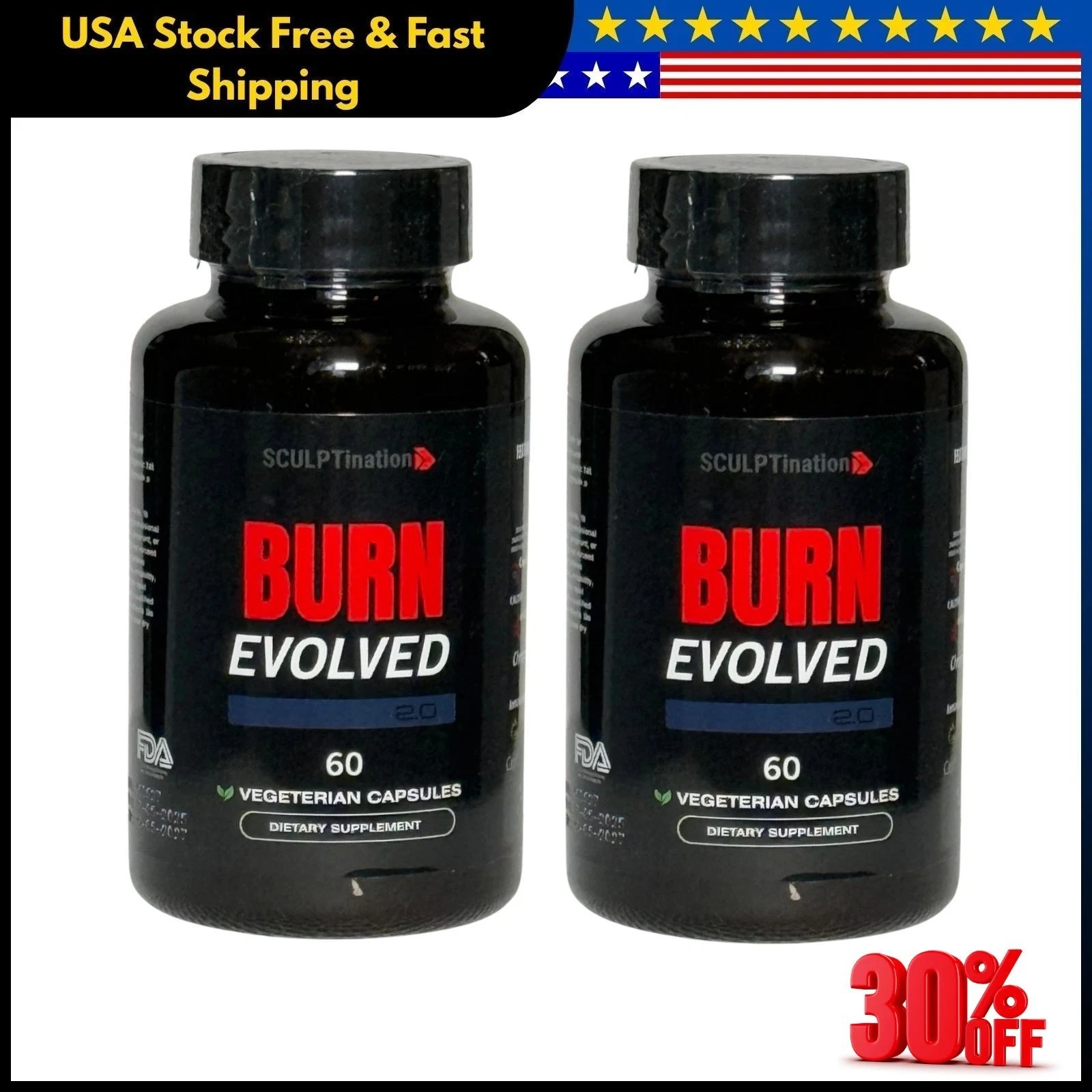 Sculptnation Fat Burn Evolved - 2.0 Thermogenic Burner Weight Loss 2 Pack USA