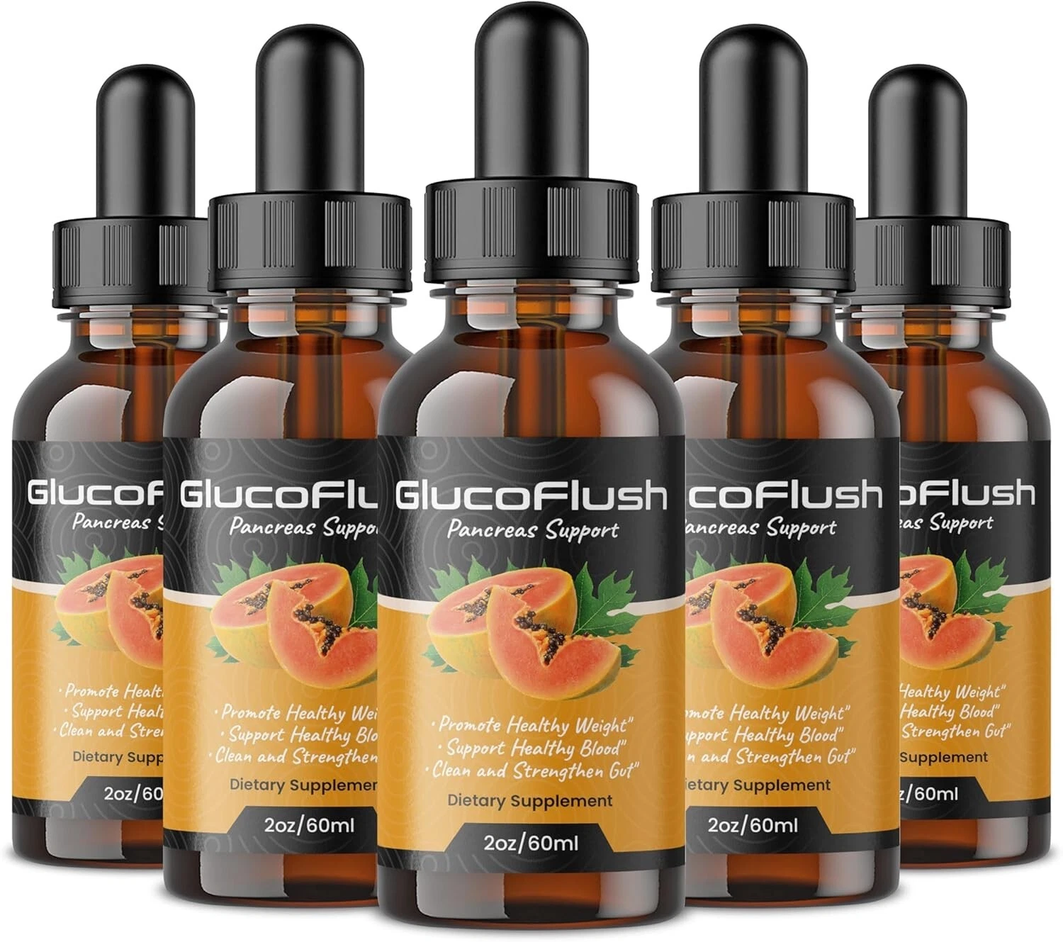 GlucoFlush Pancreas Support Promote Healthy Weight Supplements Serum - (5-Pack)