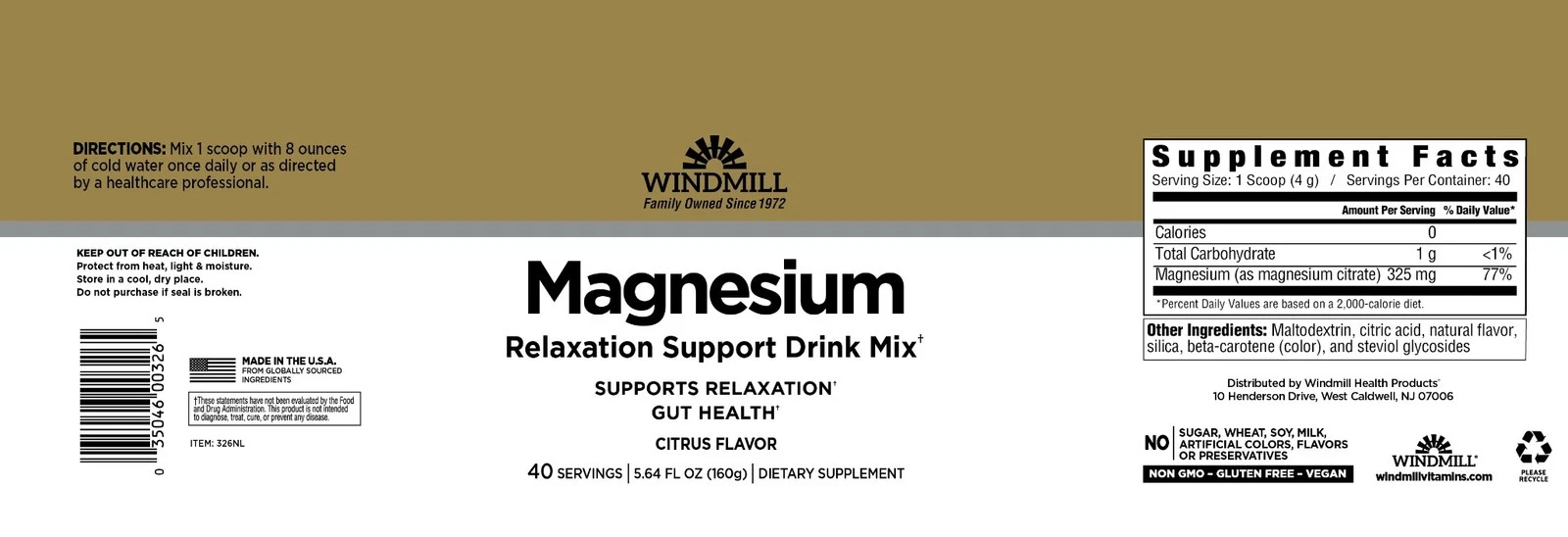 Magnesium Powder Drink Mix – Calming Relaxation Support & Stress Relief 160 Gram