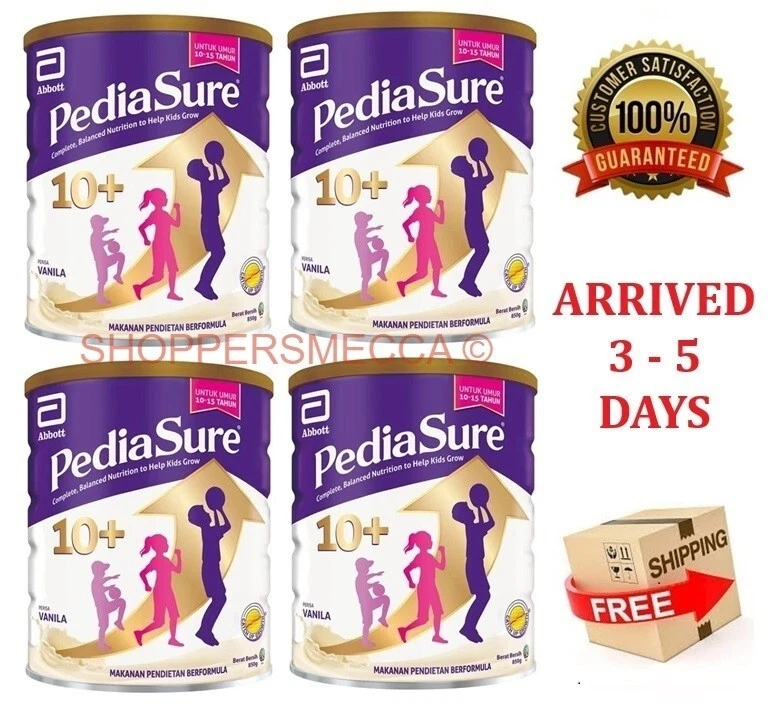 4 x Abbott Pedia Sure 10+ Optiheight Increase Height 10-15 Yrs Old 850g Vanilla