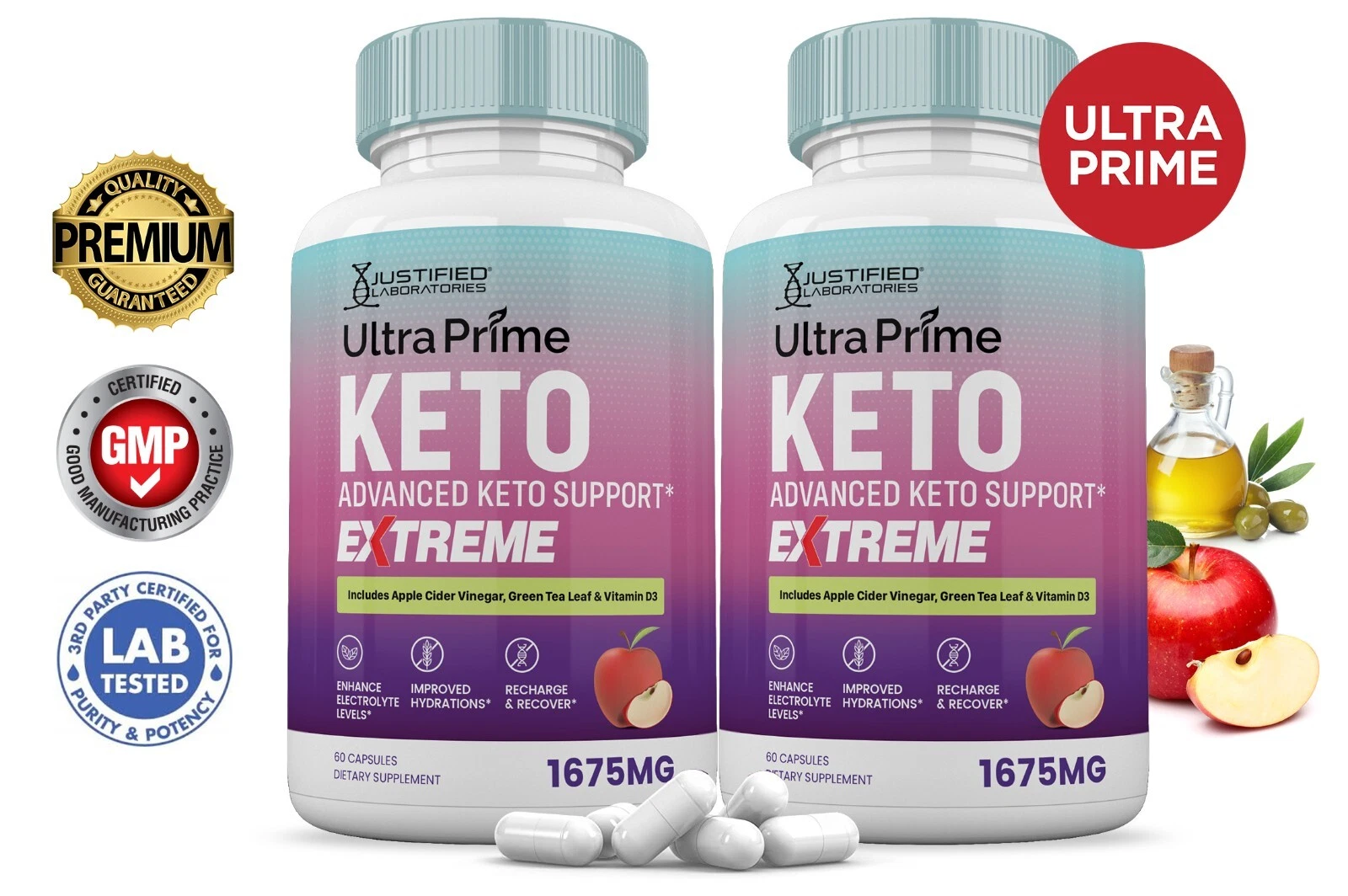 Ultra Prime Keto ACV Extreme Pills 1675MG Stronger Thn Gummy Keto Support 2Pck
