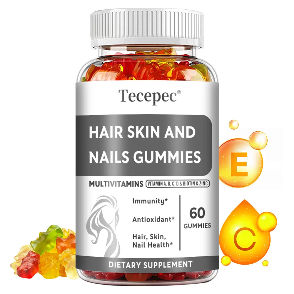 Hair Skin and Nails Gummies - Vegan Biotin Vitamins EXP 09/26
