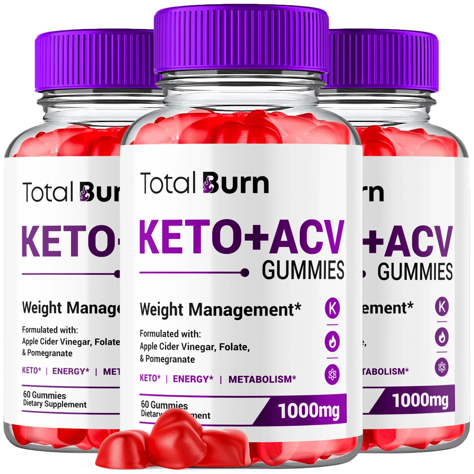 Total Burn Keto ACV Gummy Advanced 1000MG Formula Fitness Supplement 180 Gummies