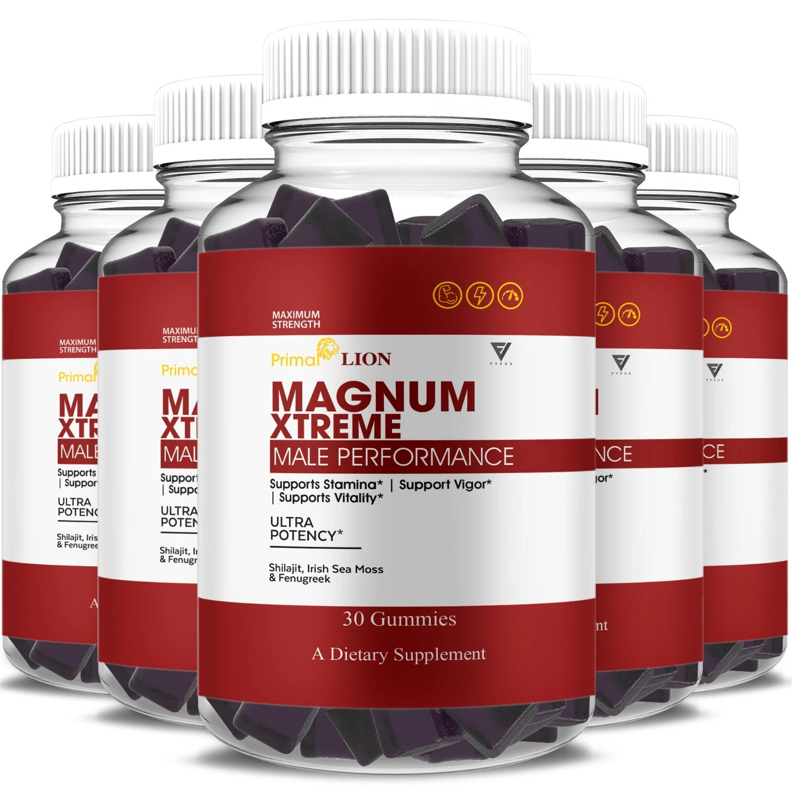 (5 Pack) Primal Lion Magnum Extreme Performance Gummies (5 Month Supply)